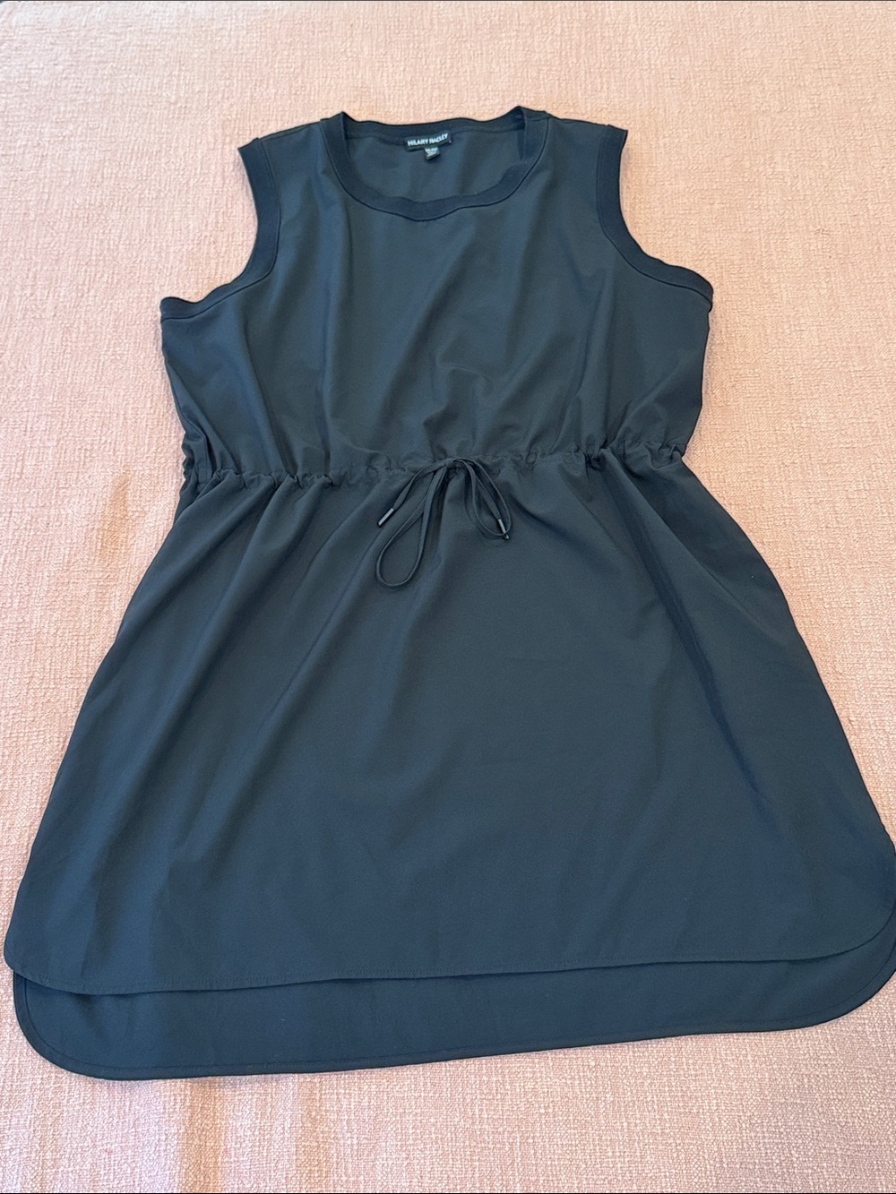 Hillary Radley XXL Black Sleeveless Midi Drawstring-Waist Dress lightweight